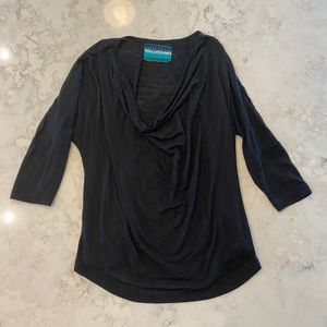 Nation black drape neck tee